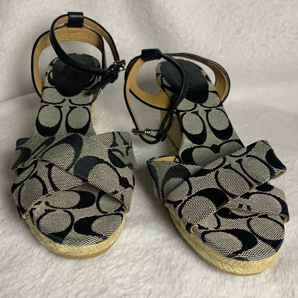 Coach Monogram Woven Wedges